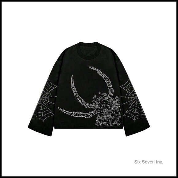 Other - Y2K Graphic Tee Gothic Rhinestone Long Sleeve Crewneck Streetwear Top